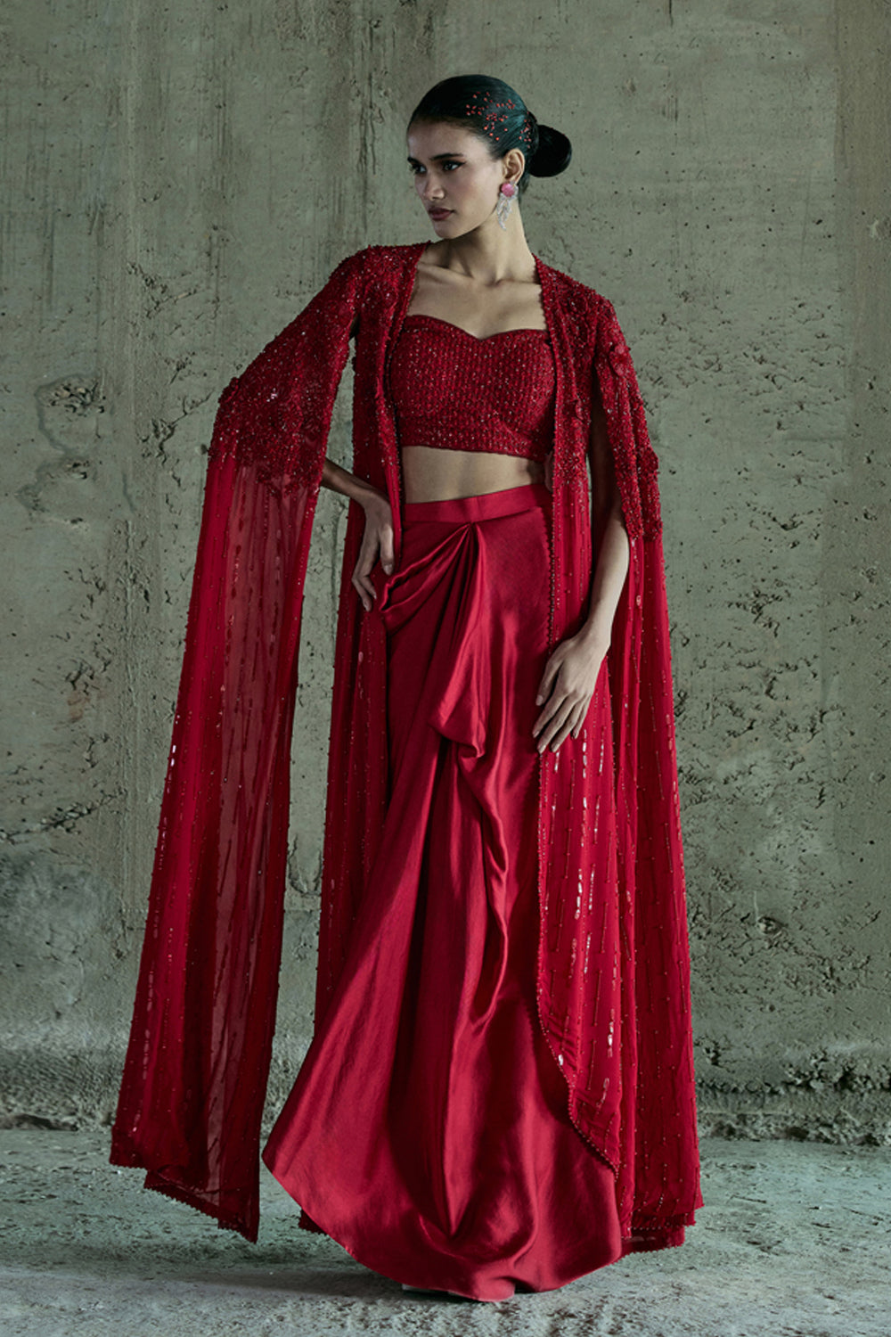 Red Jacket & Skirt Set