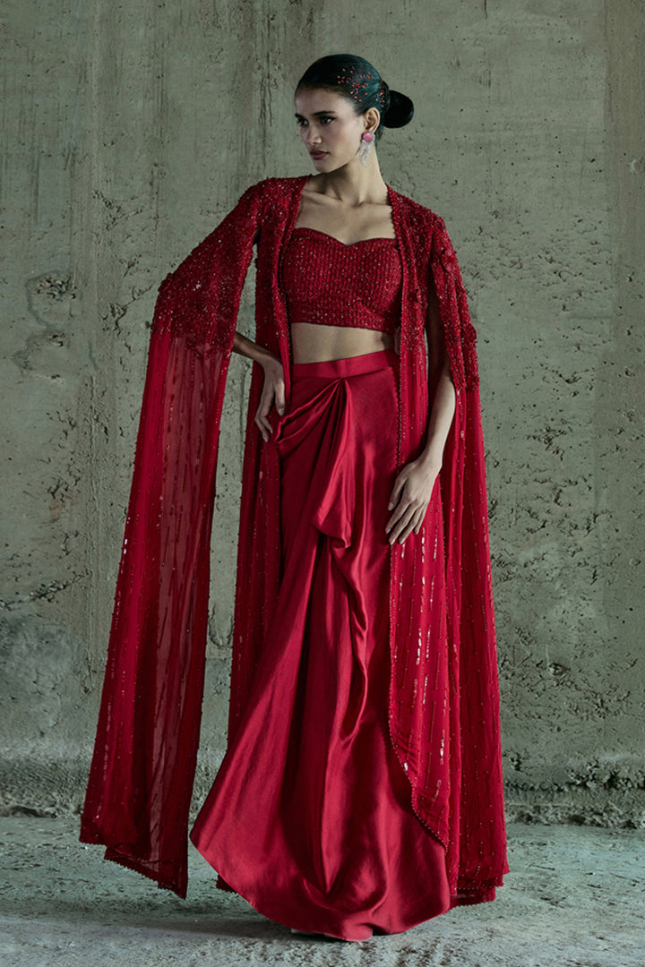 Red Jacket & Skirt Set