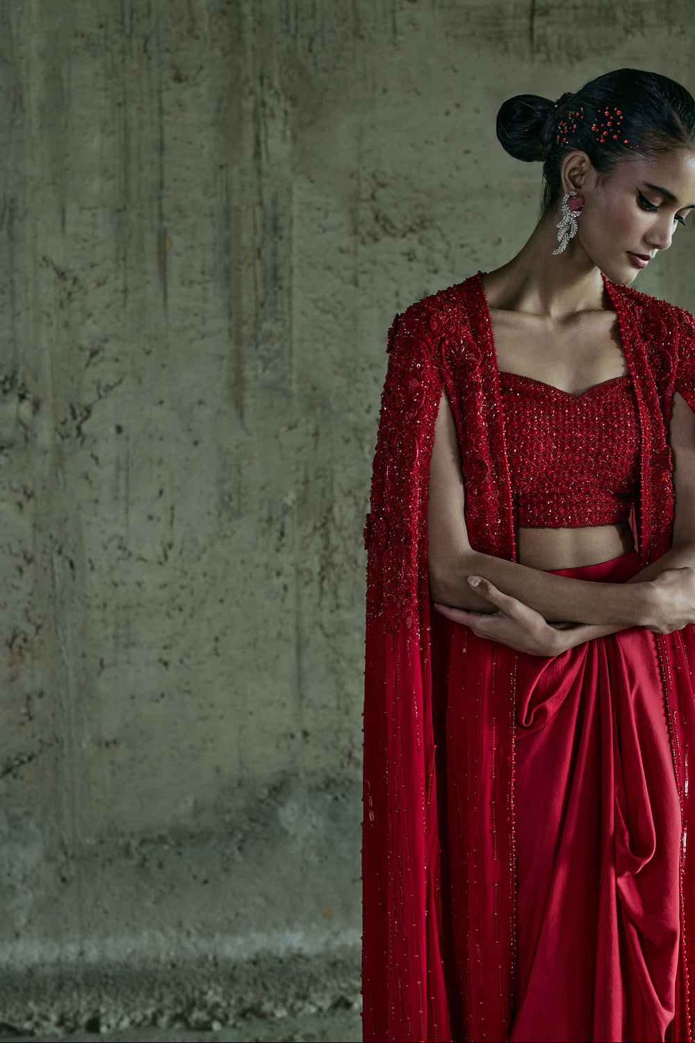 Red Jacket & Skirt Set