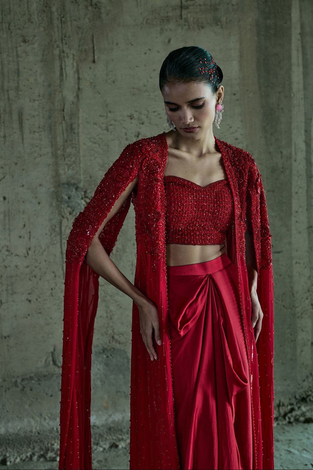 Red Jacket & Skirt Set