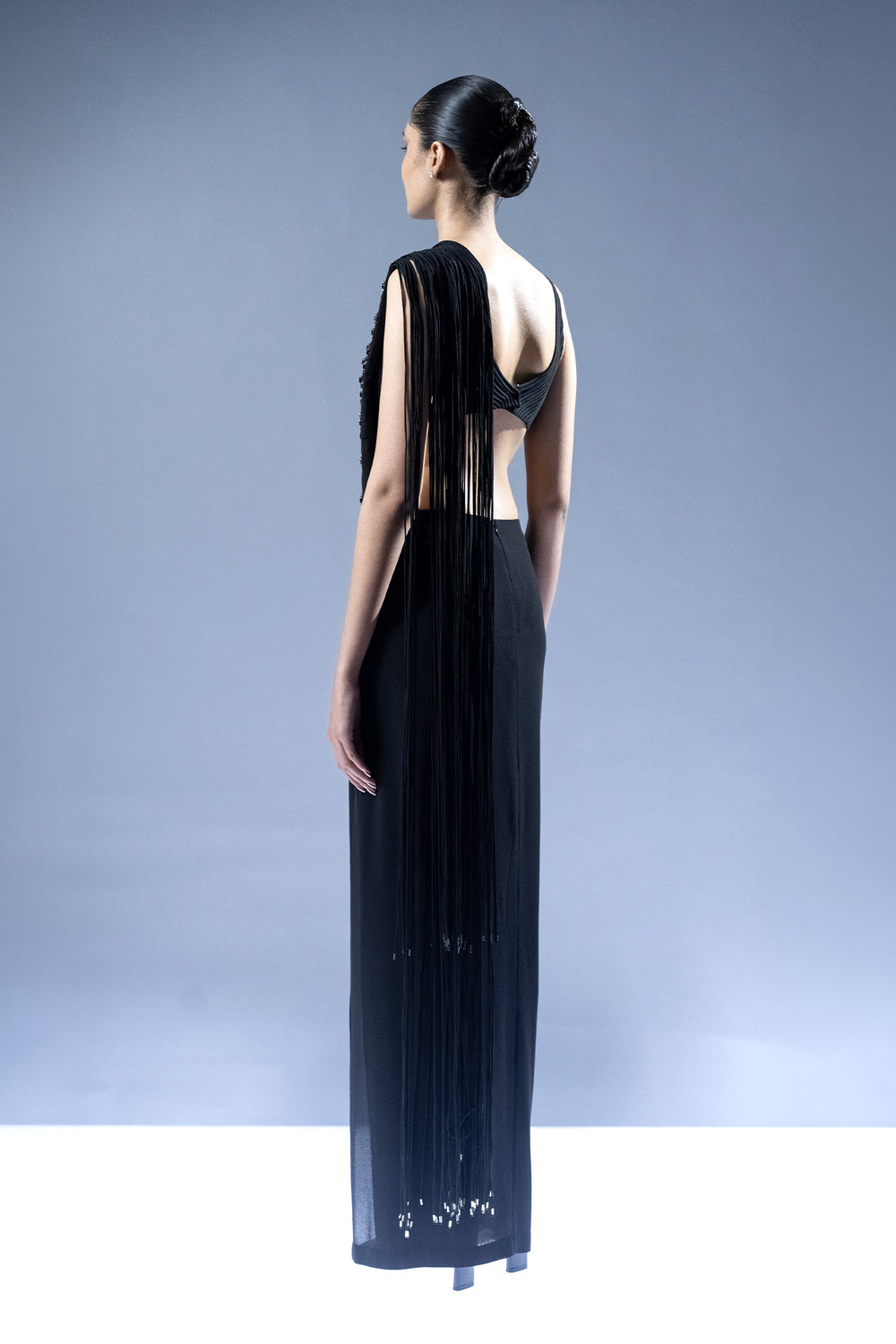 Noir Crystal Drape Saree