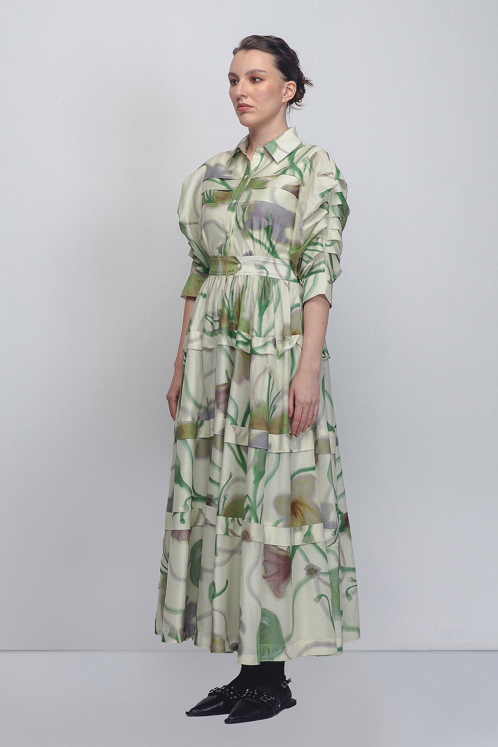 Paron Print Pleated Dress