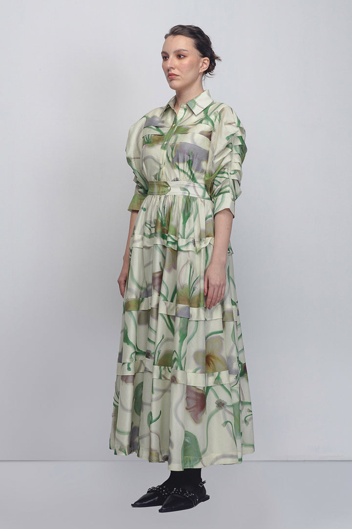 Paron Print Pleated Dress