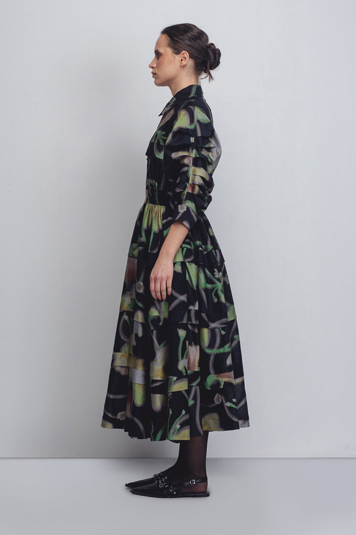 Paron Print Pleated Dress