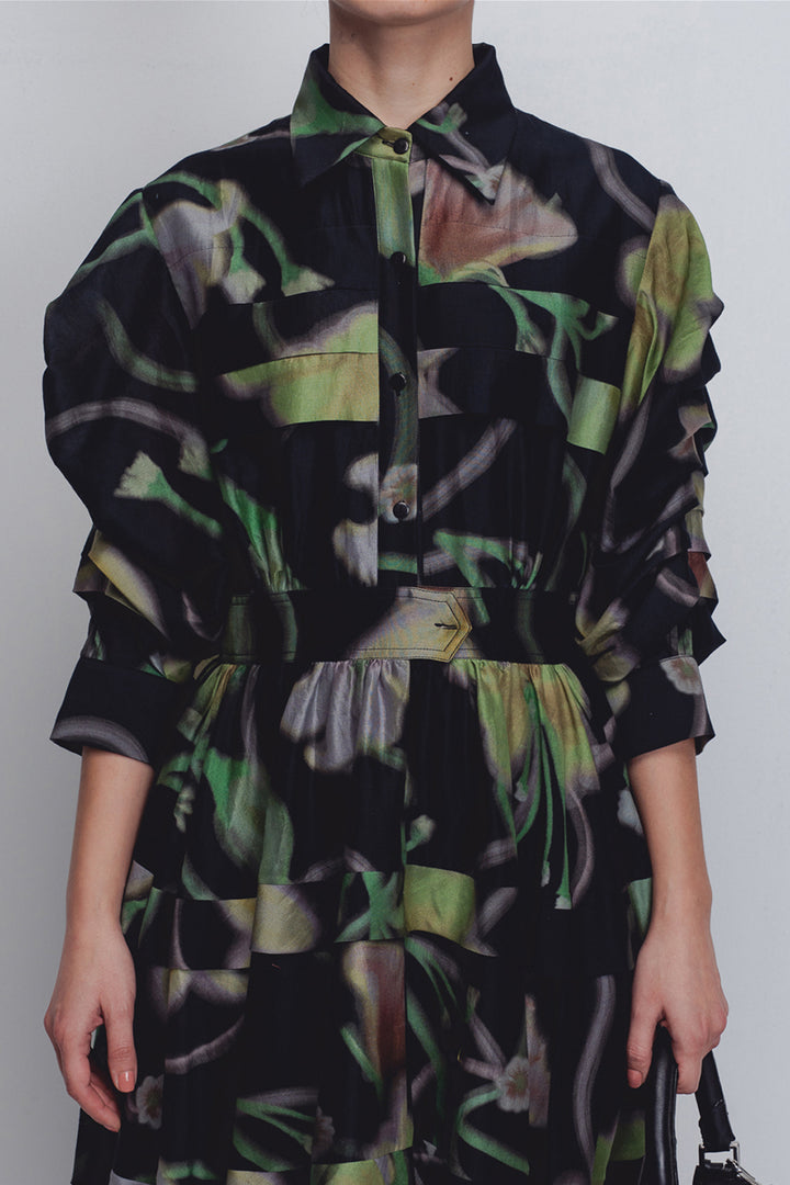 Paron Print Pleated Dress