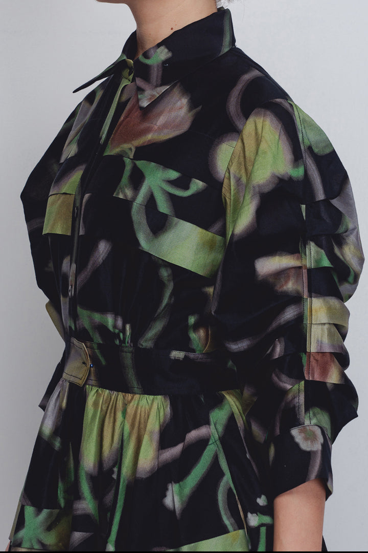Paron Print Pleated Dress