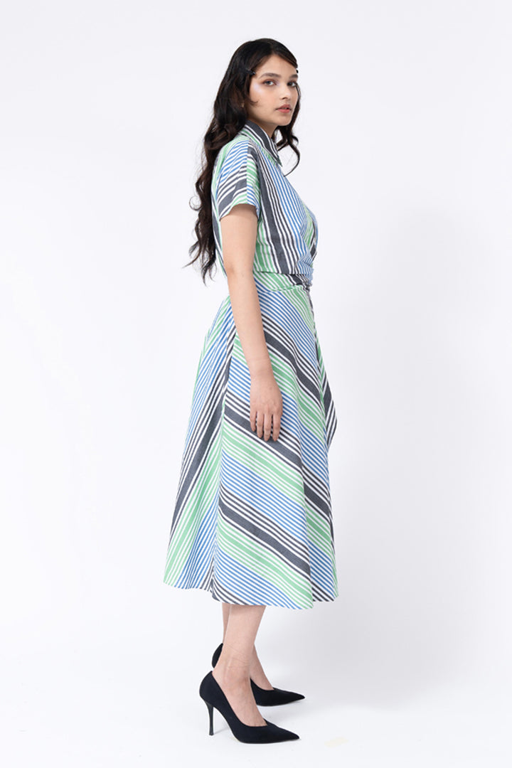Multi Stripe Wrap Dress