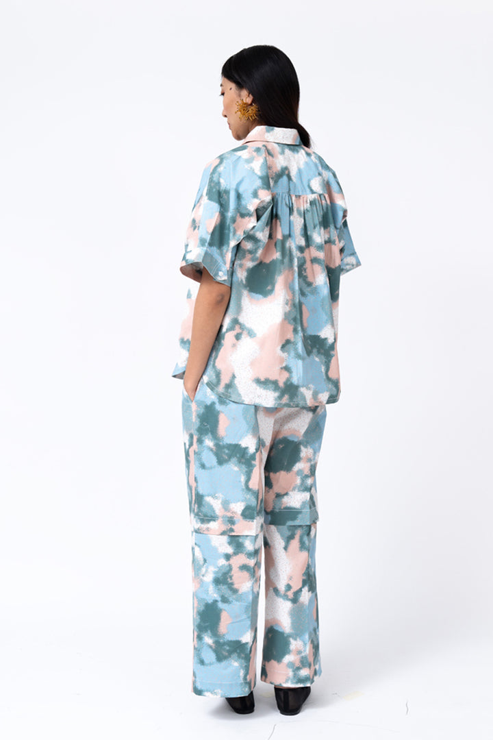 Spray Print Pleated Day Pant