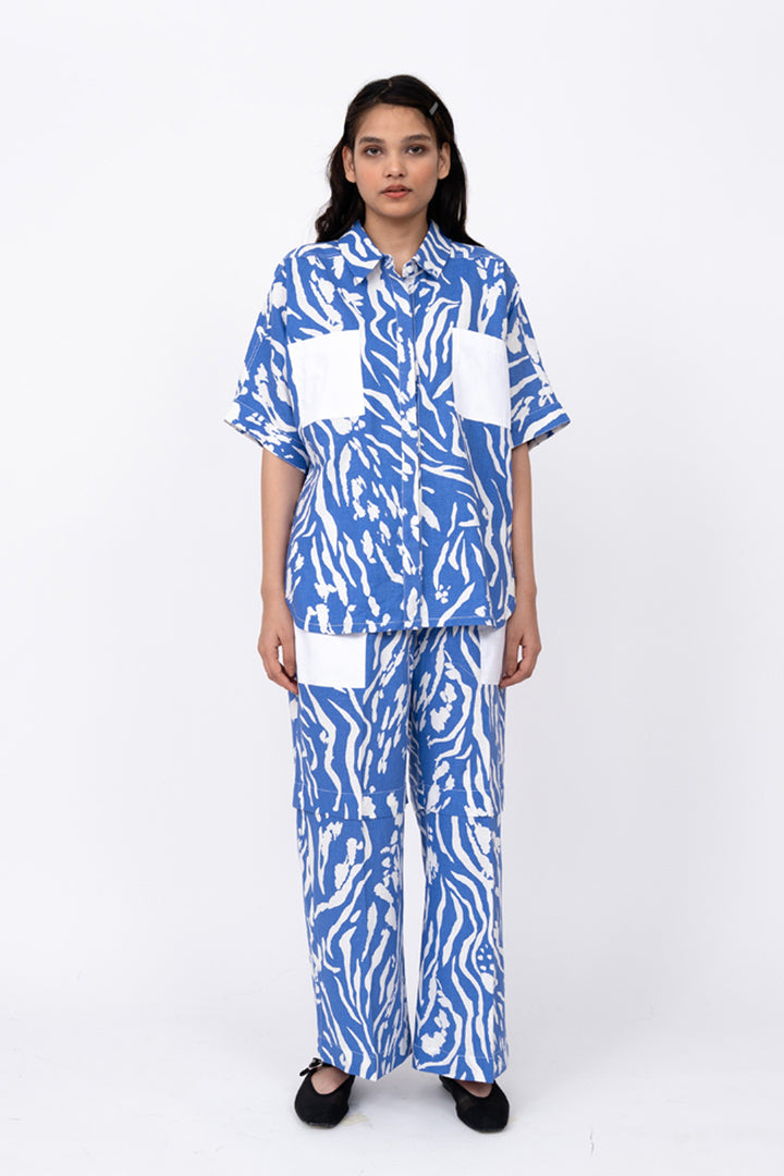 Blue Wave Pleated Day Pant