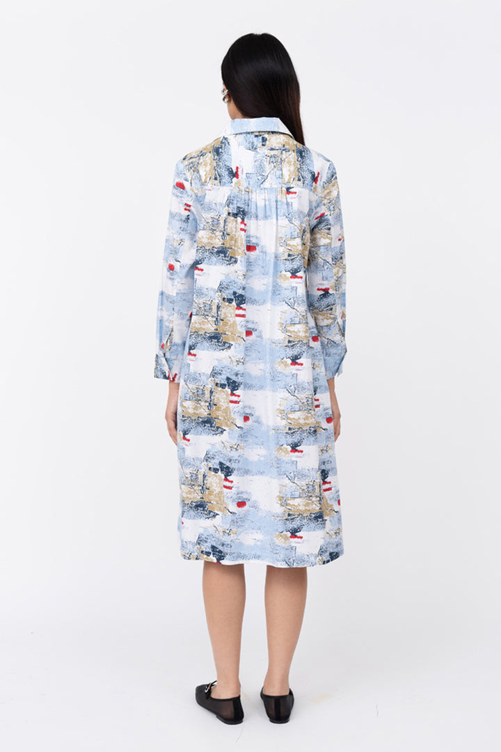 Abstract Canvas Slide Shirt Dress