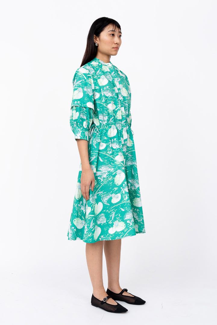 Fisherman Print Draw String Dress