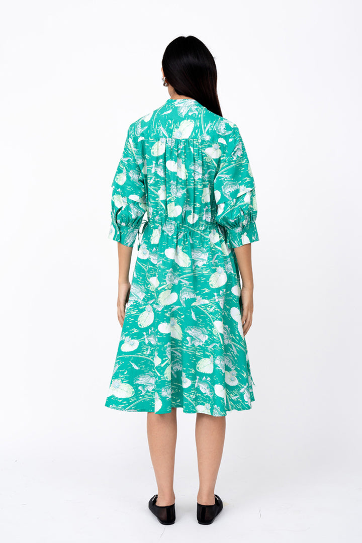 Fisherman Print Draw String Dress