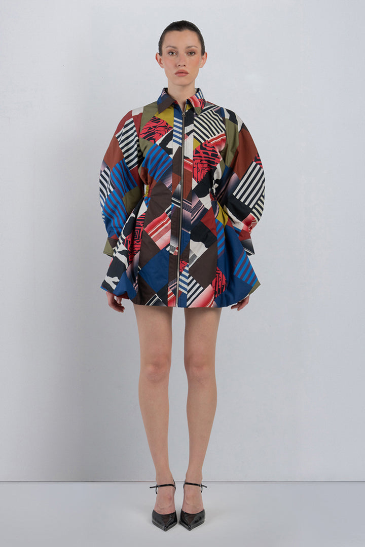 Mosaic Bubble Hem Dress