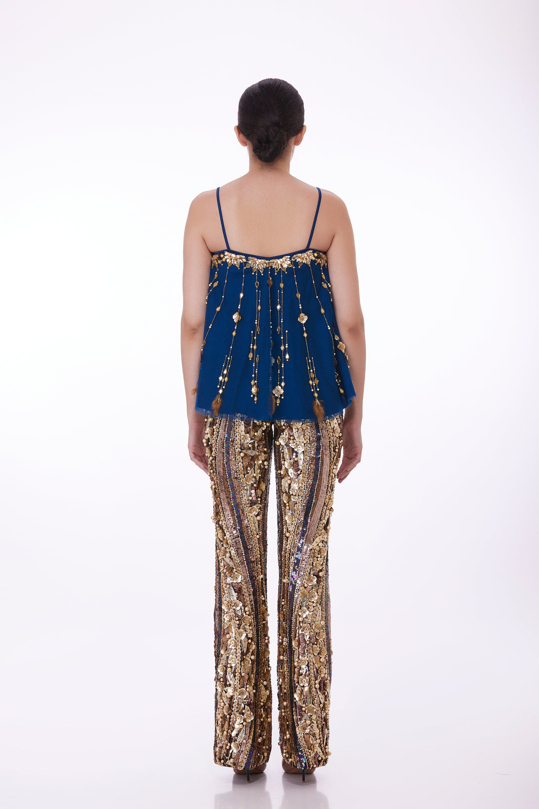 Blue disco sequins trouser