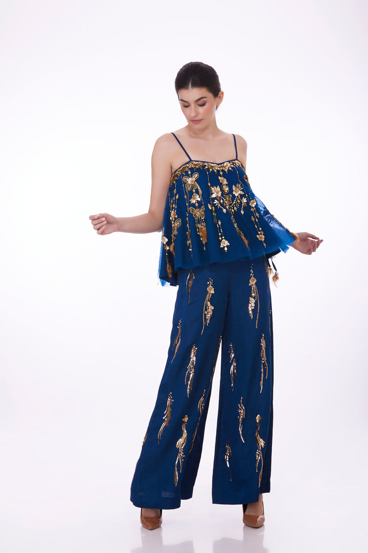 Blue embroidered camisole