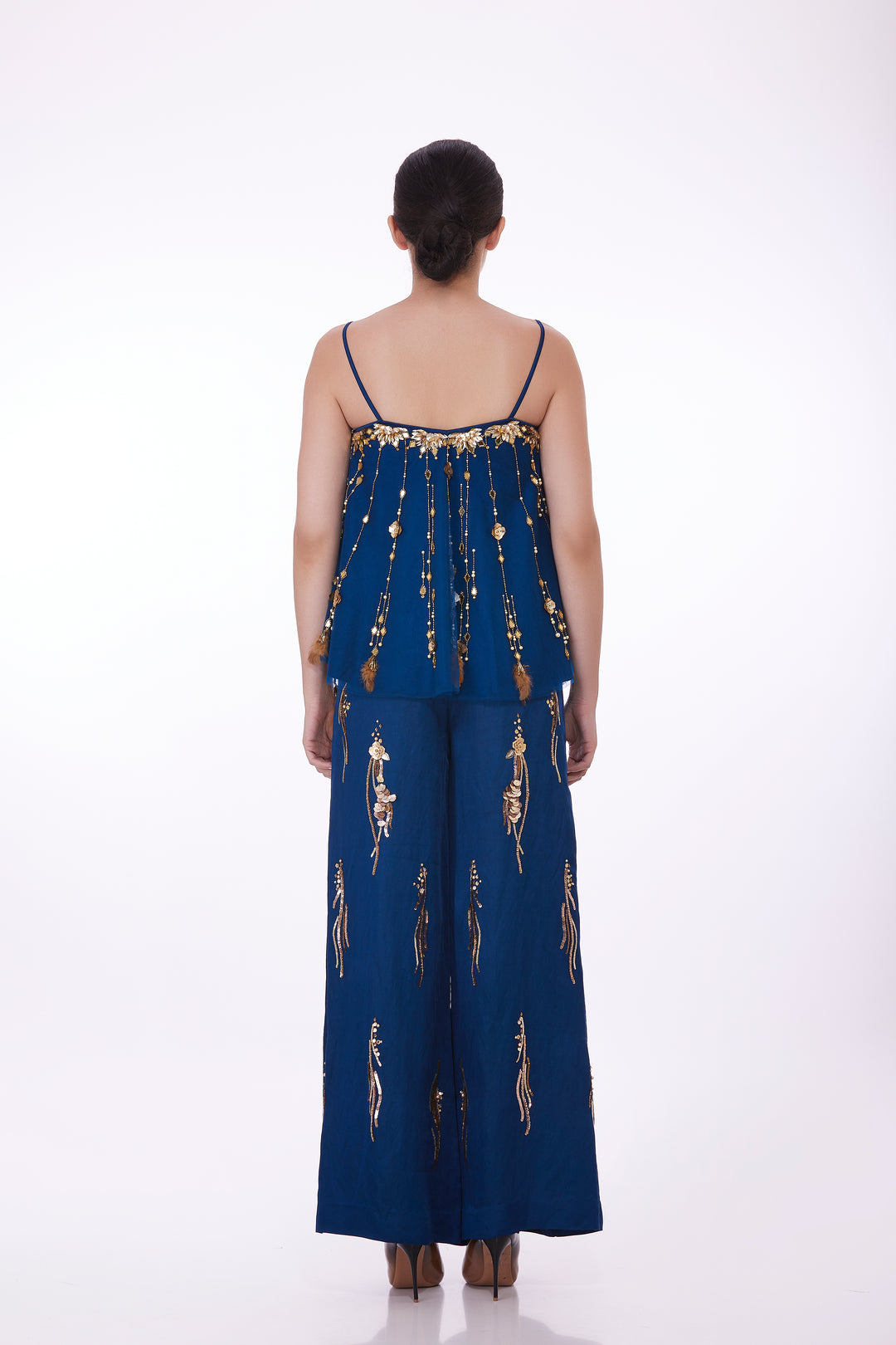 Blue embroidered camisole