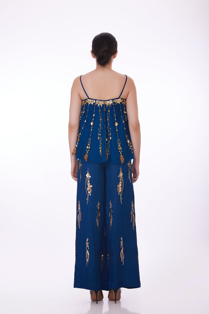 Blue embroidered camisole