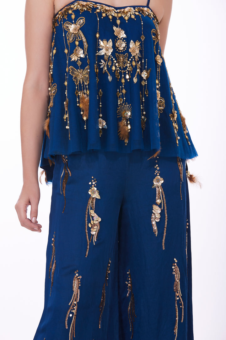 Blue embroidered camisole