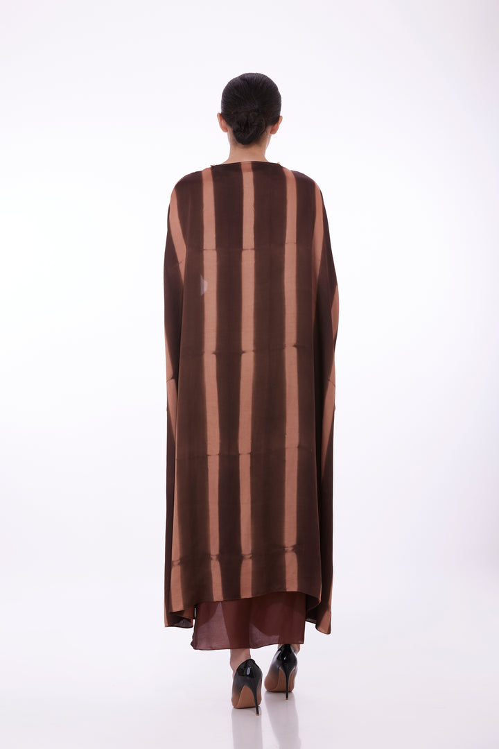 Brown tye dye emb cape