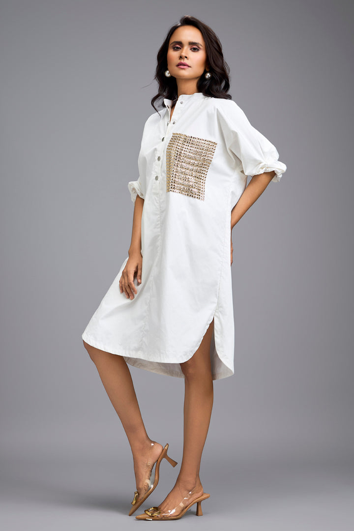 White Oversized Shirt Dress