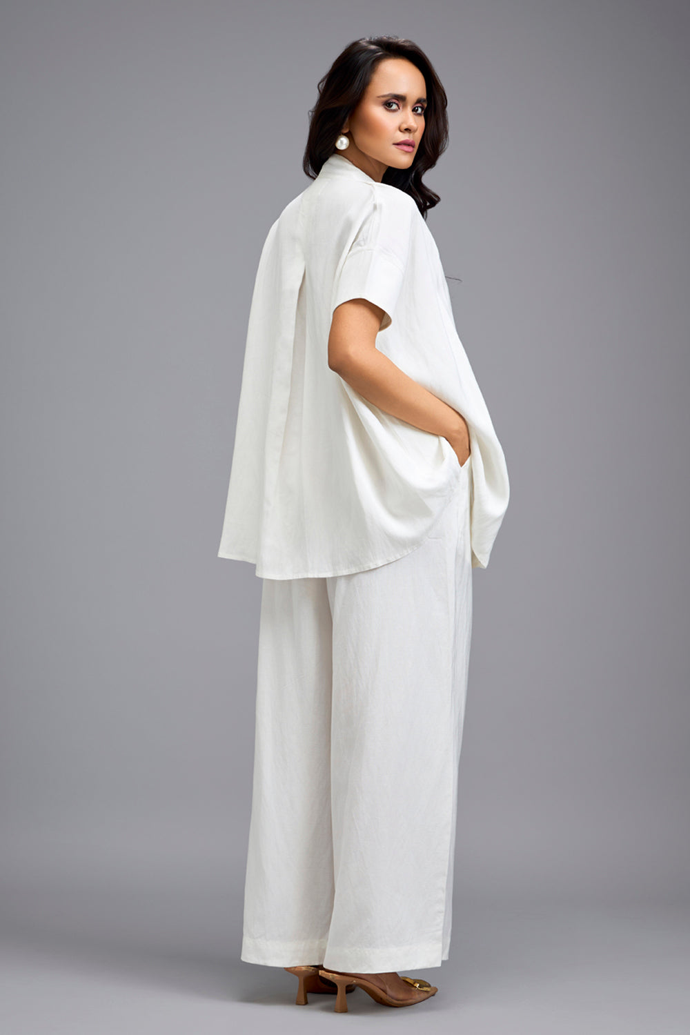 White Tailored Wide-Leg Trousers