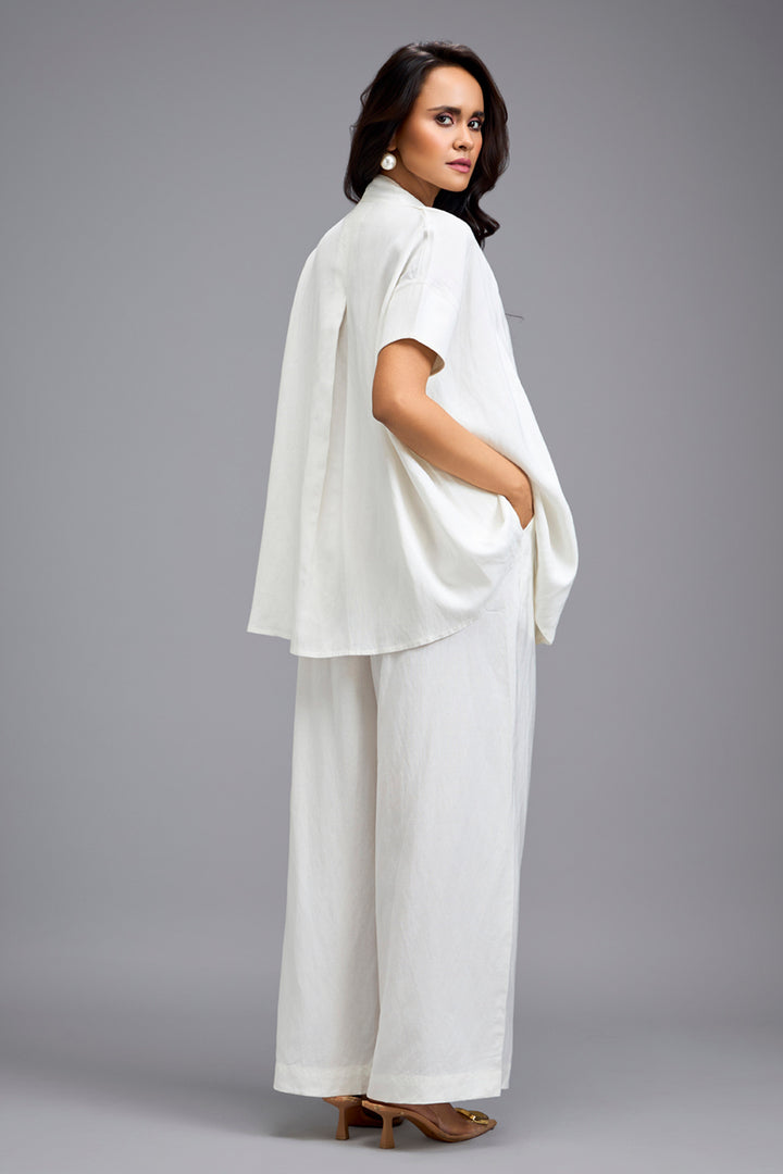 White Tailored Wide-Leg Trousers