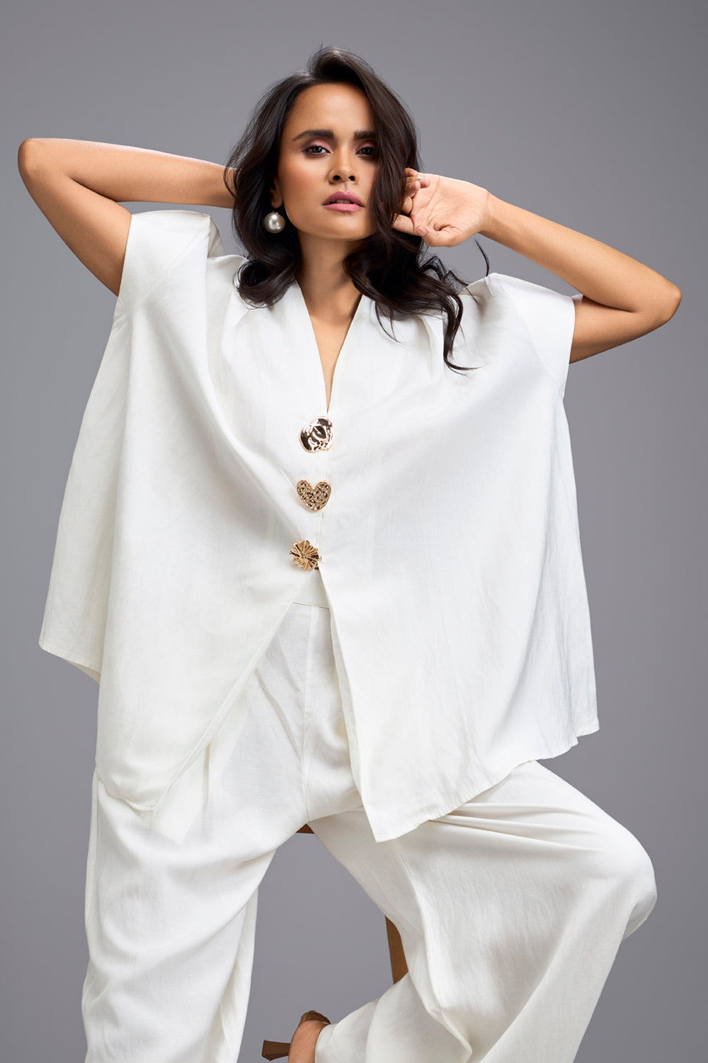 White Tailored Wide-Leg Trousers