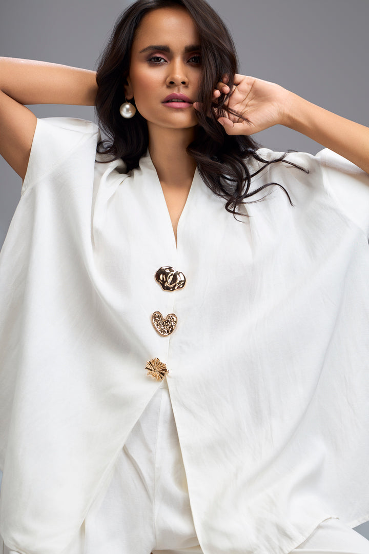 White Tailored Wide-Leg Trousers