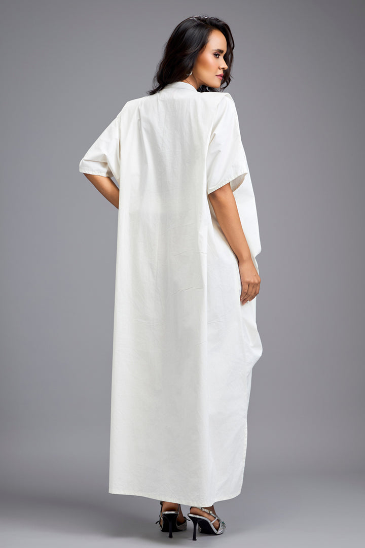 Oversize White Draped Dress