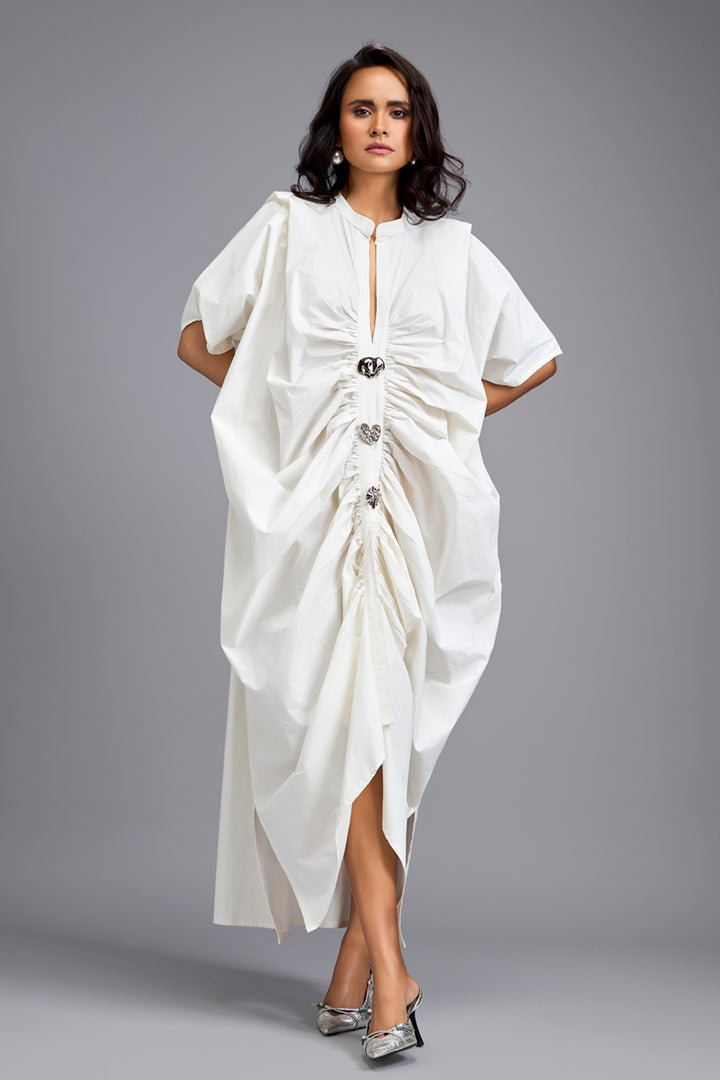 Oversize White Draped Dress