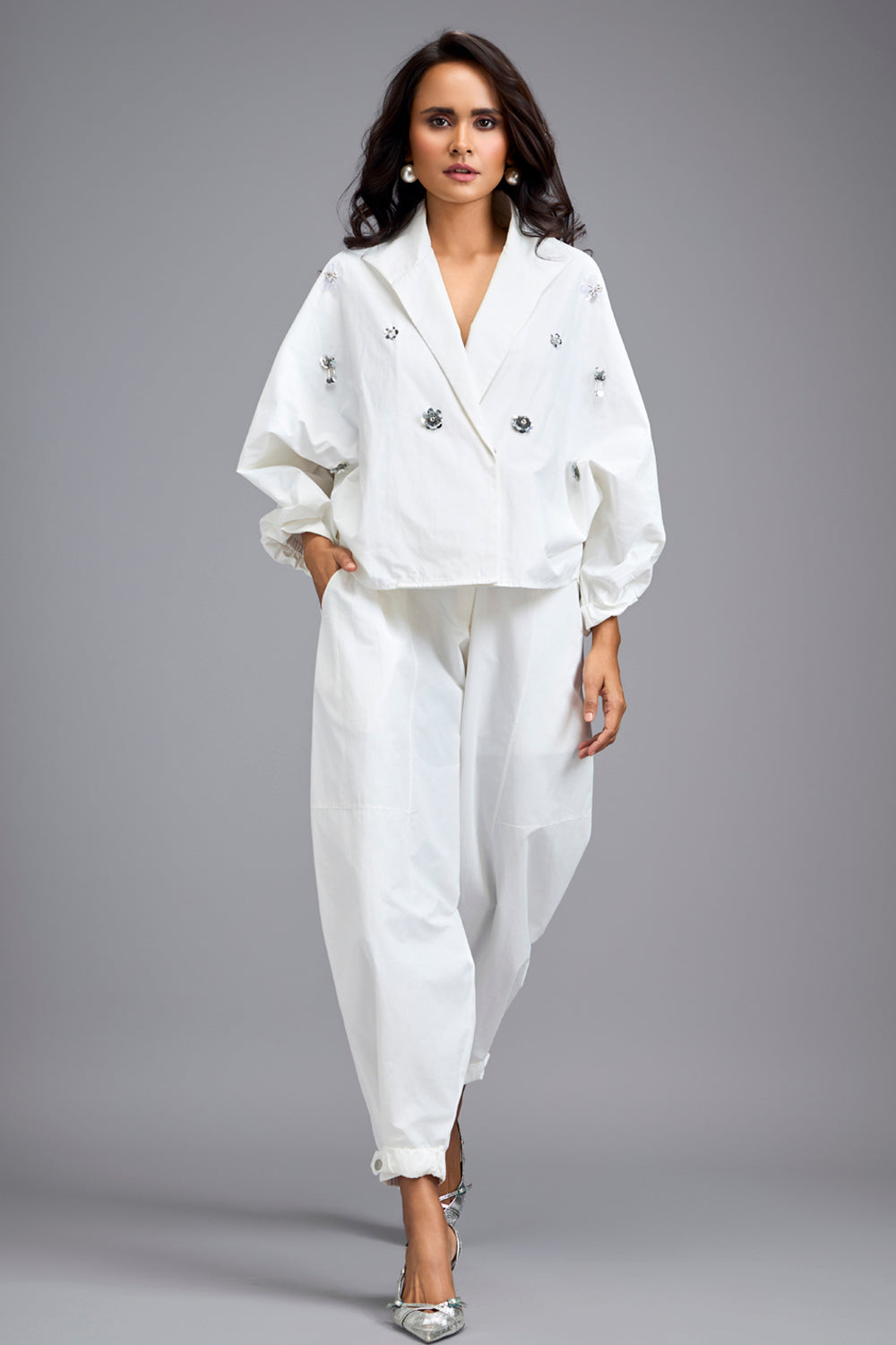 White Cropped Blazer