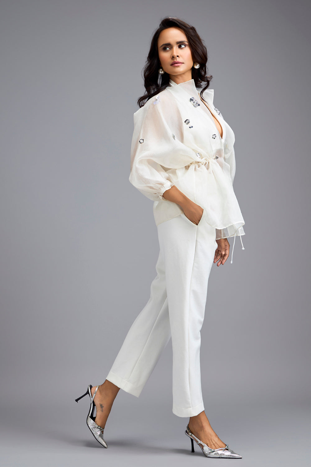 White Embellished Co-ord Set