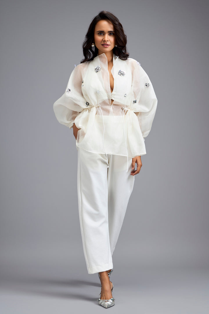 White Embellished Co-ord Set