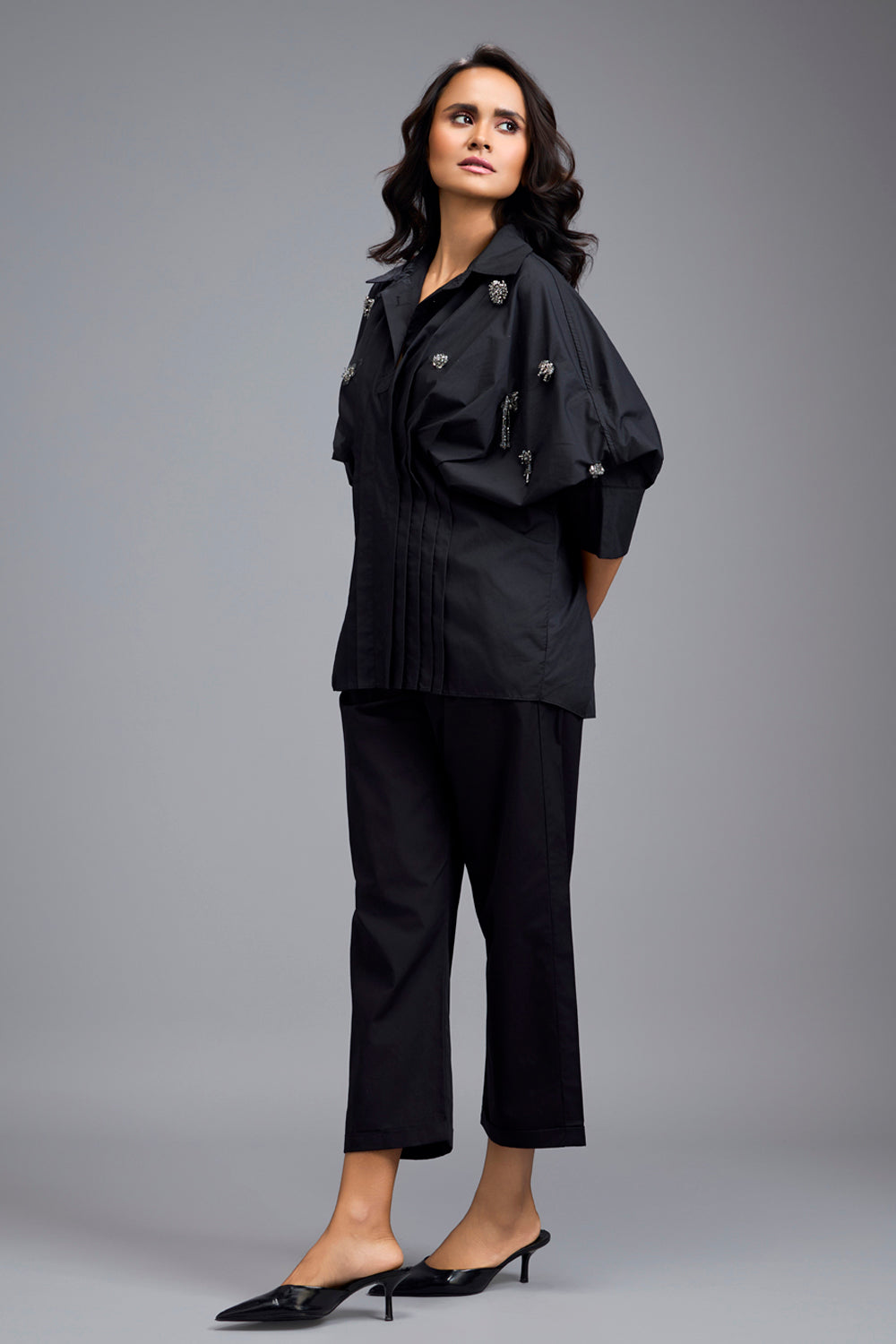 Black Button Down Shirt & Pants Set