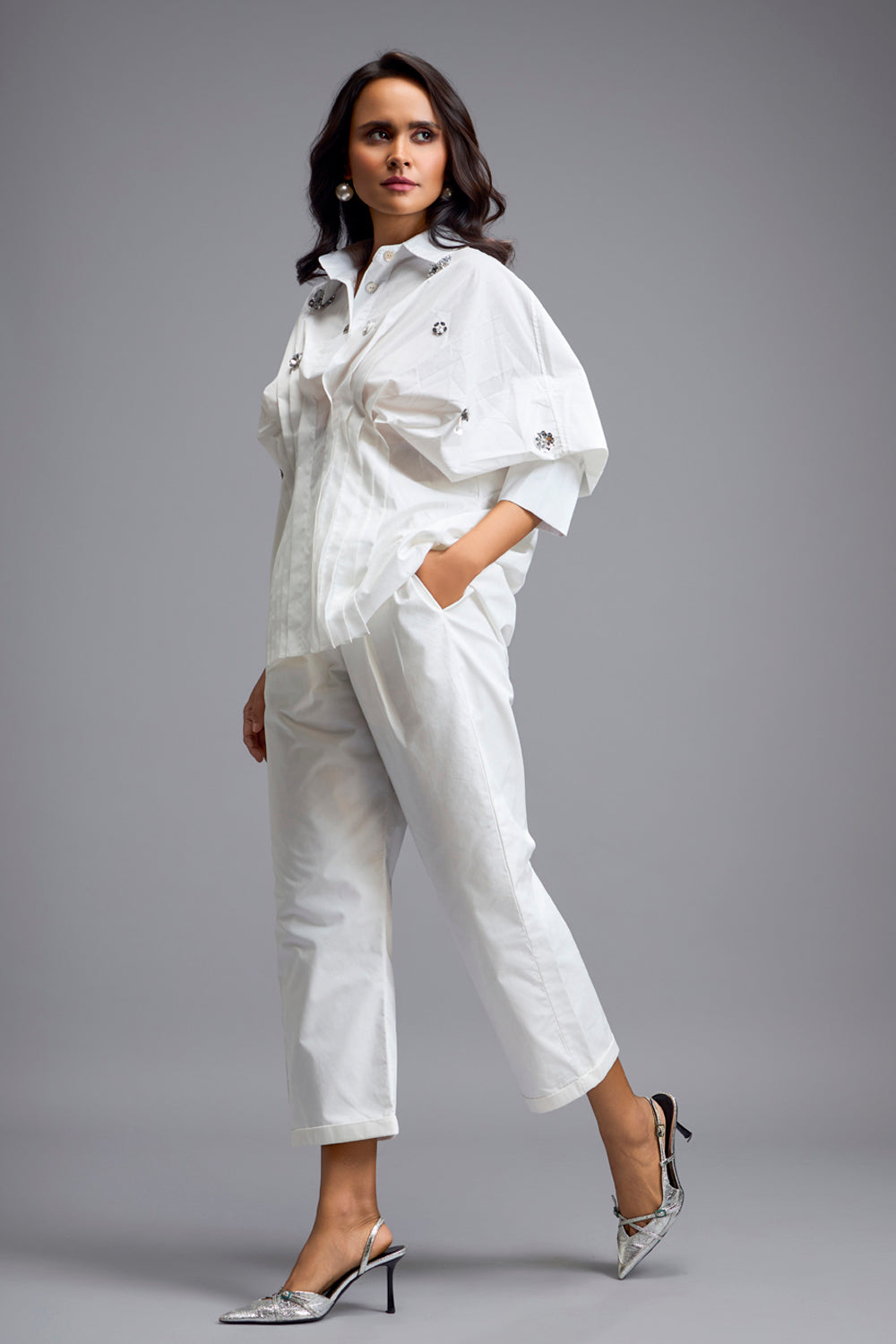 White Button Down Shirt & Pants Set