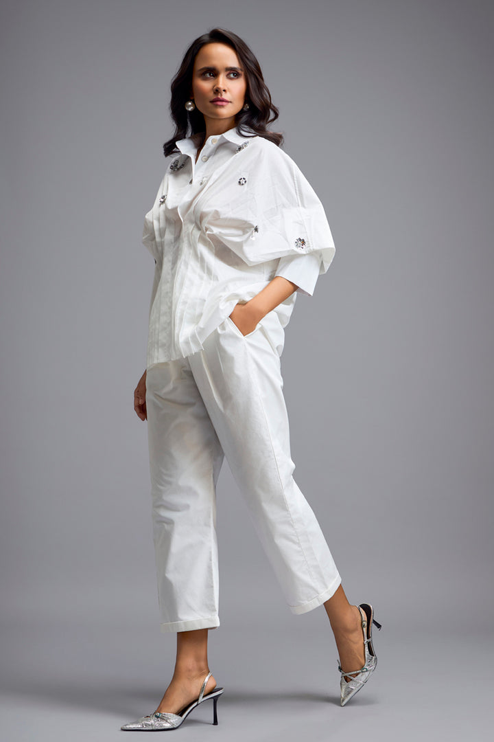 White Button Down Shirt & Pants Set