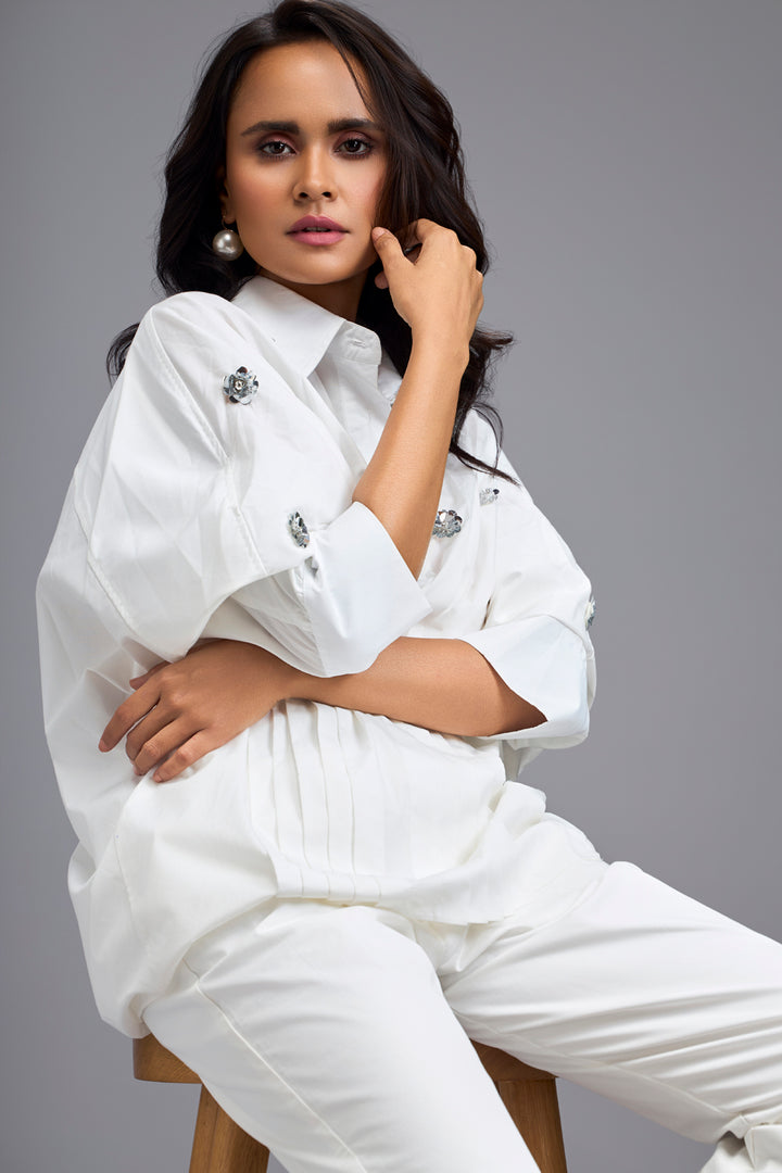 White Button Down Shirt & Pants Set