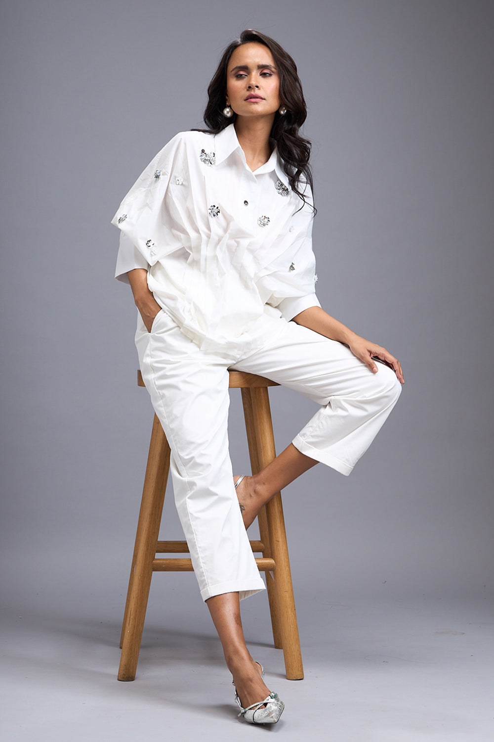 White Button Down Shirt & Pants Set