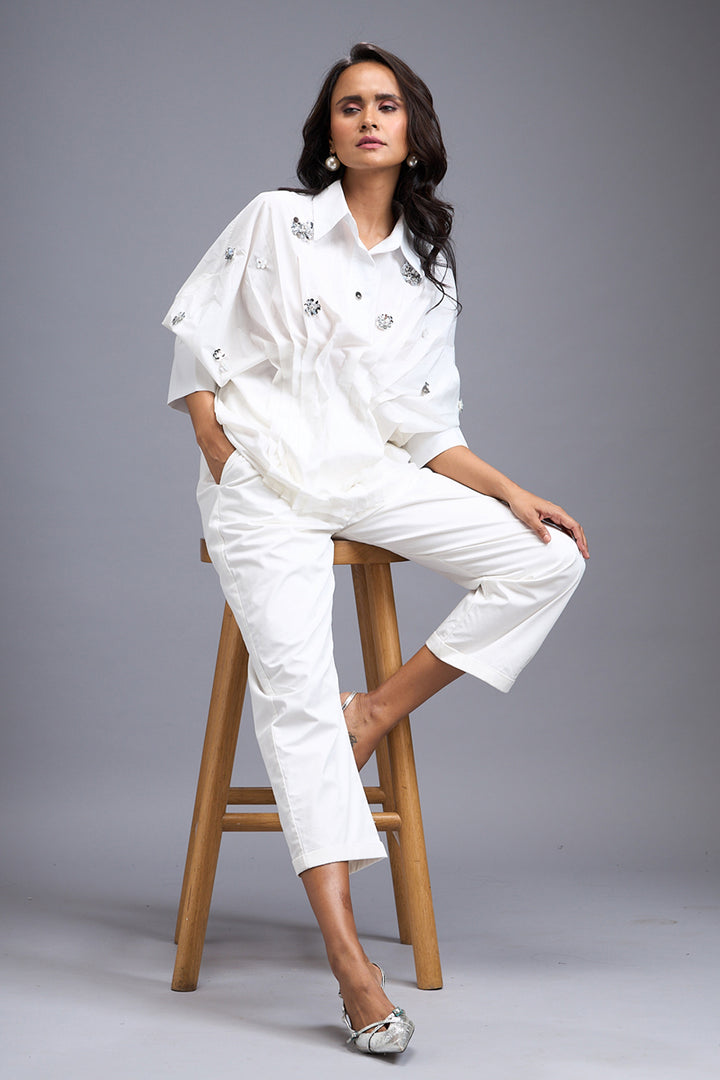 White Button Down Shirt & Pants Set