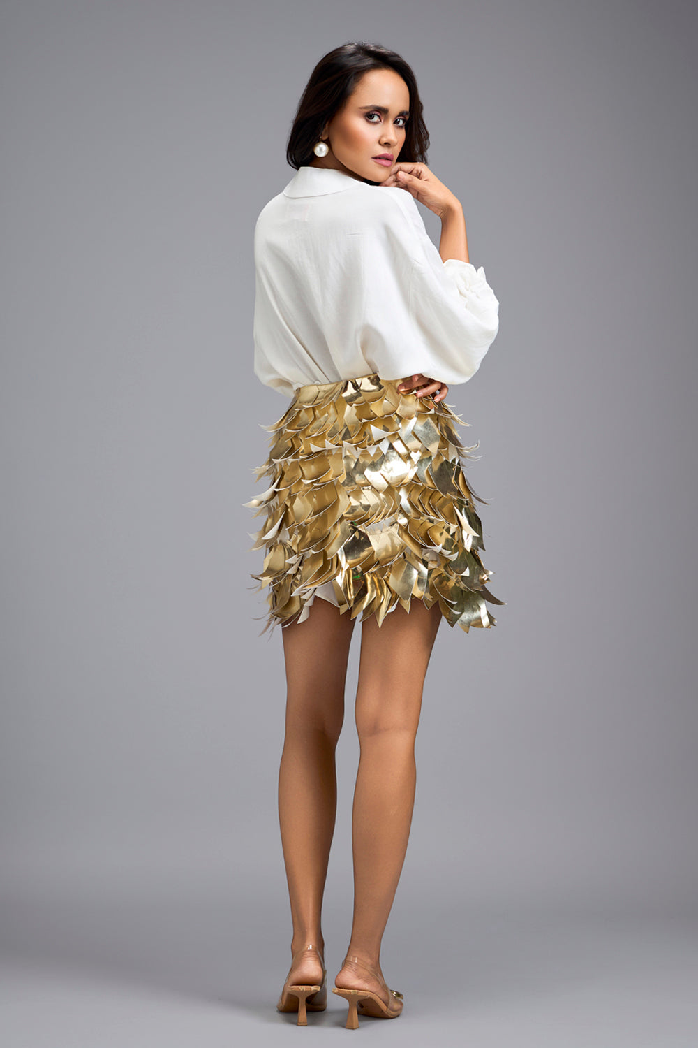 White Mandarin-Collar Shirt