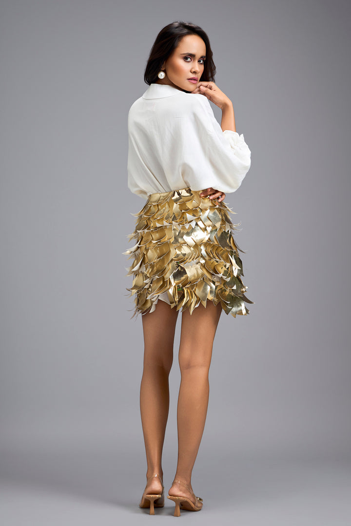 White Mandarin-Collar Shirt