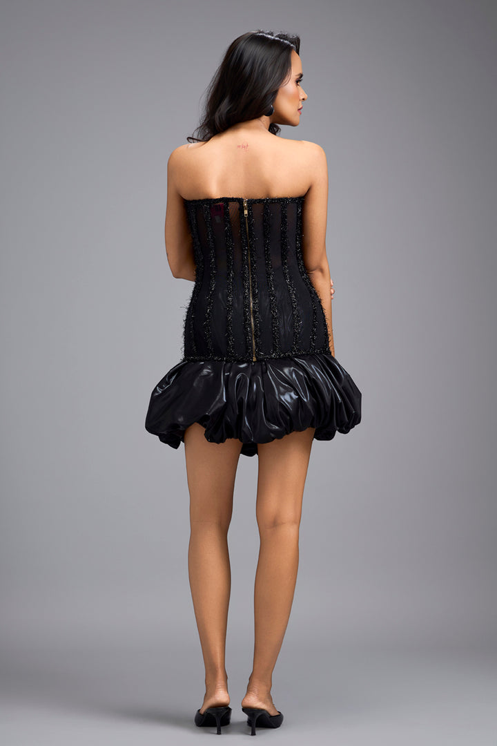 Black Sheer Corset Top & Skirt Set