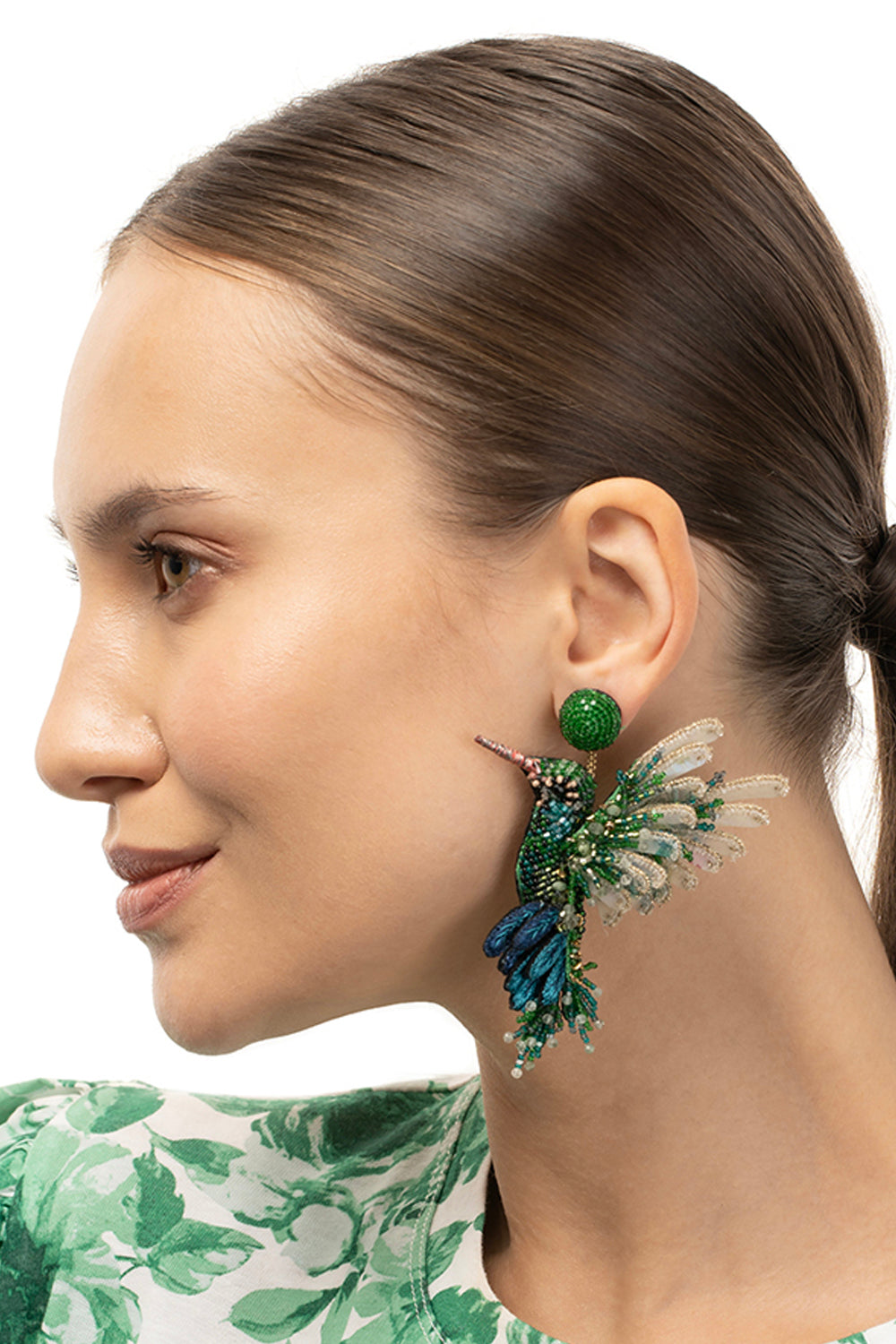 Hummingbird Emerald Earring
