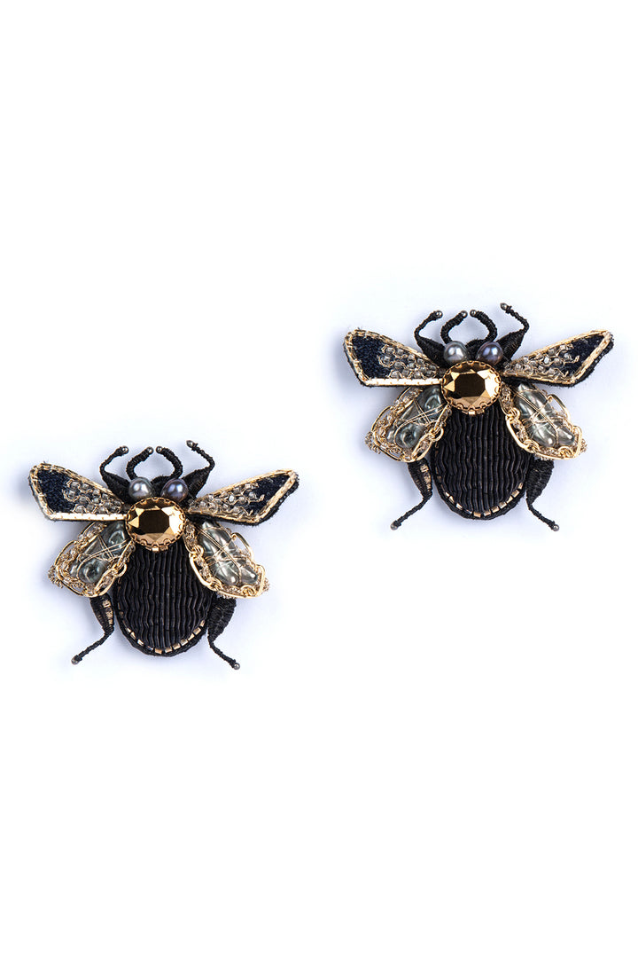 Scarab Black Earring 