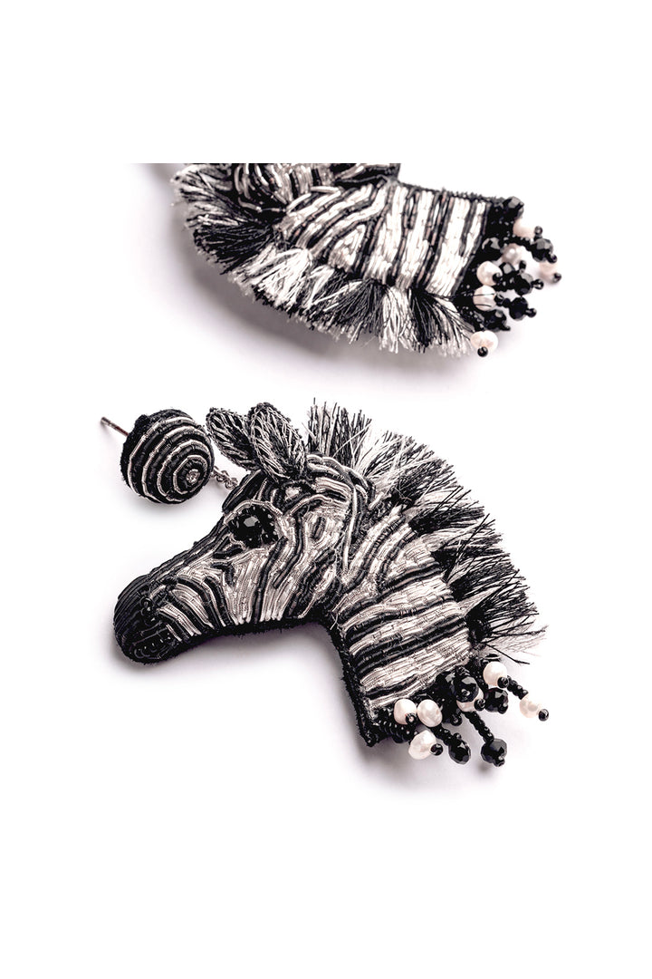 Zebra Black Earring
