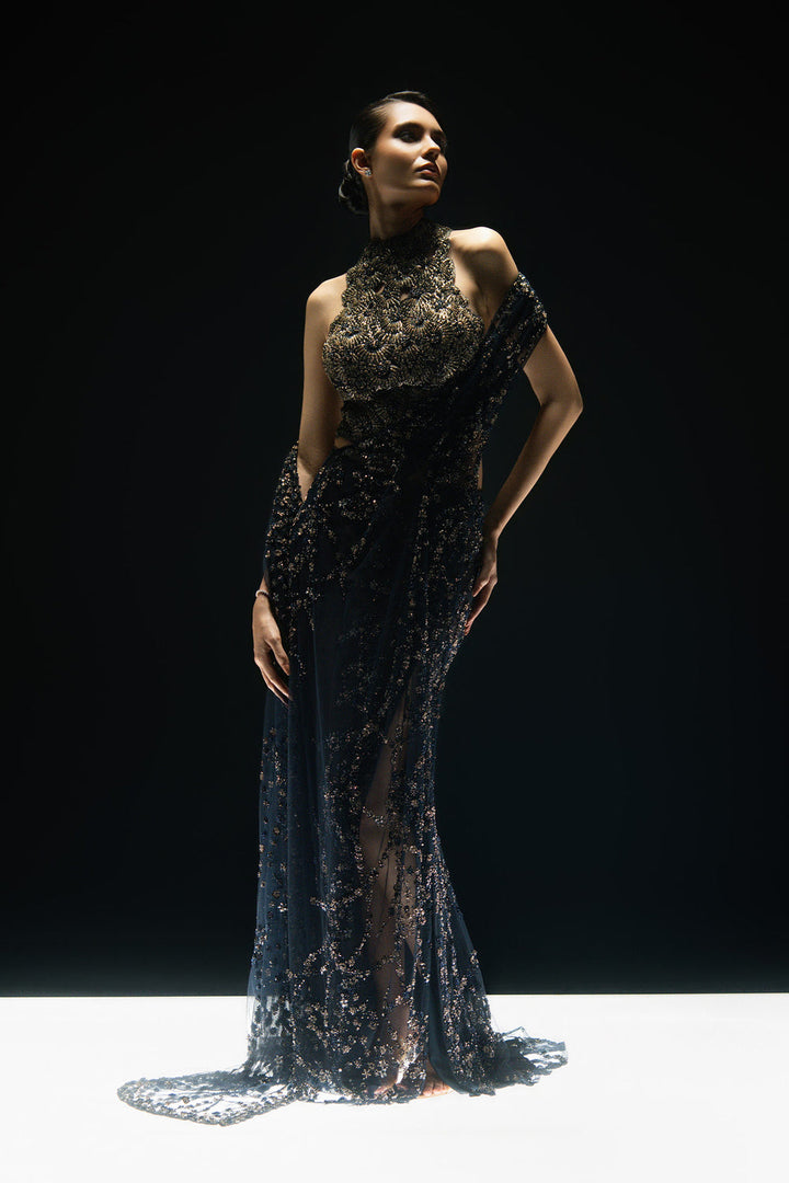 Midnight Ivy Sari