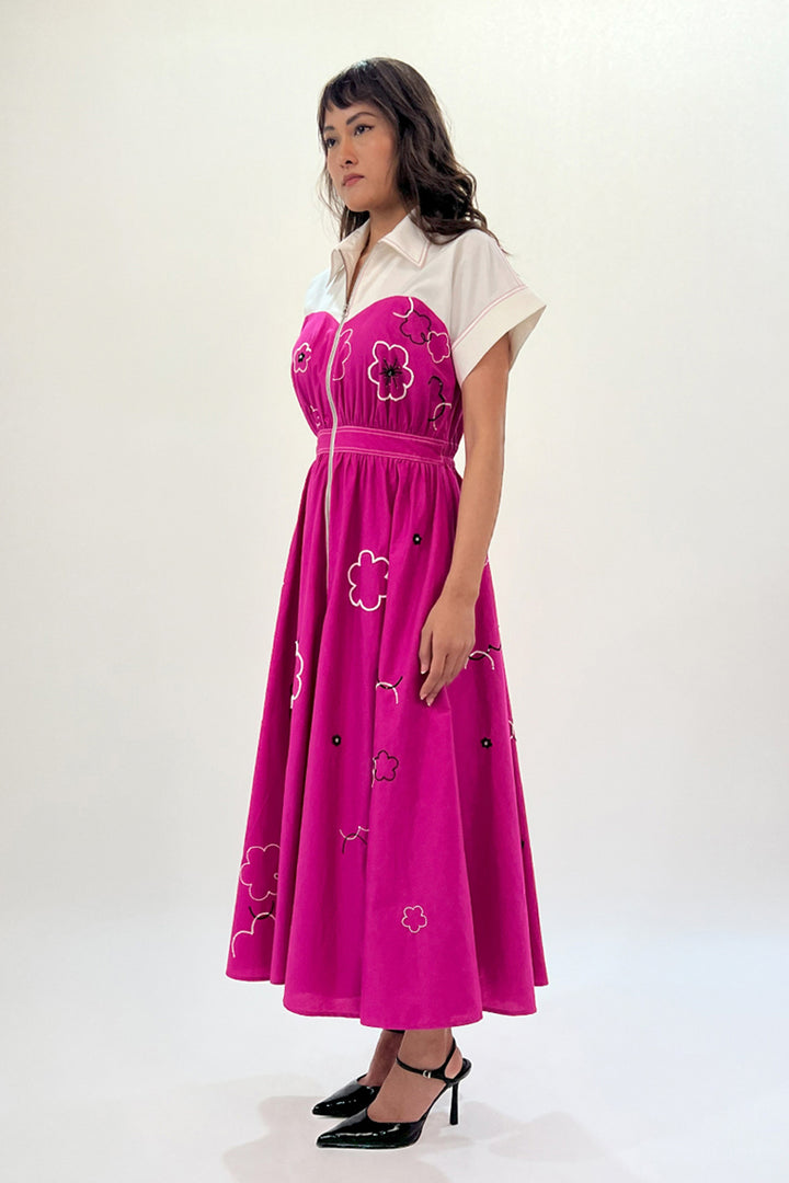 Ditsy Cup Zip Dress