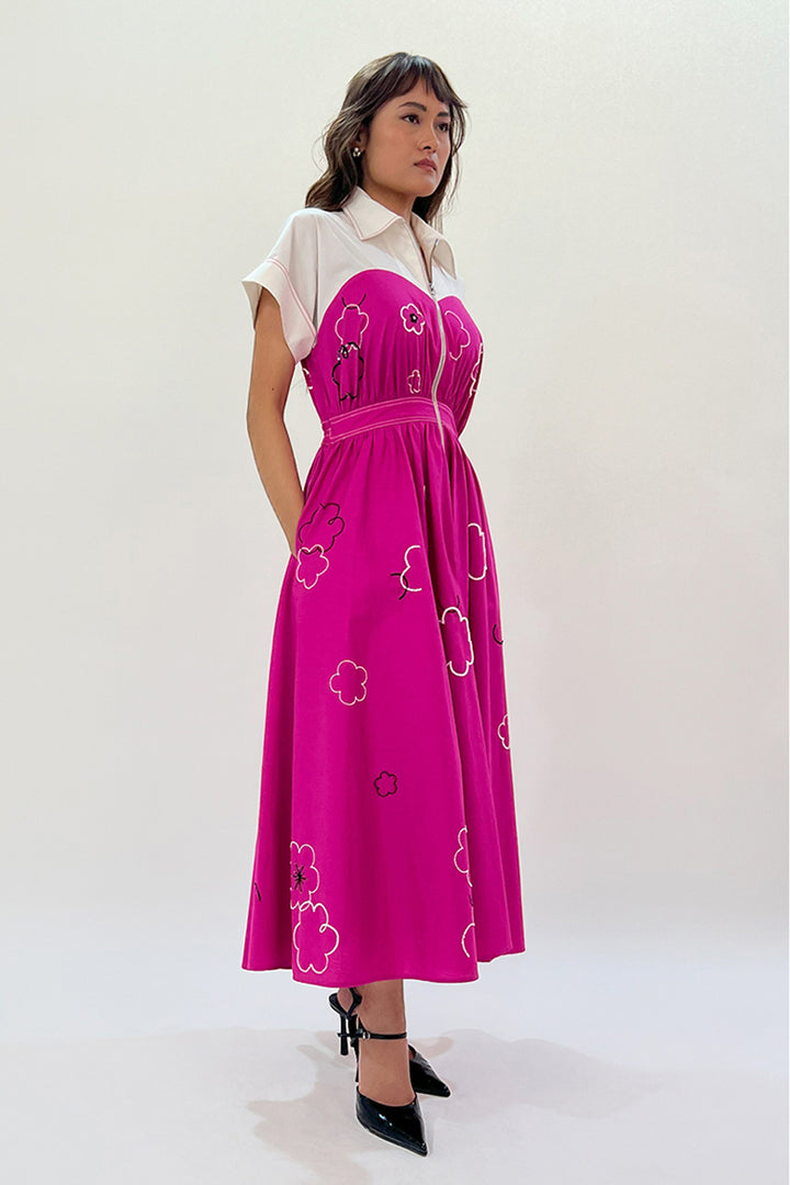 Ditsy Cup Zip Dress