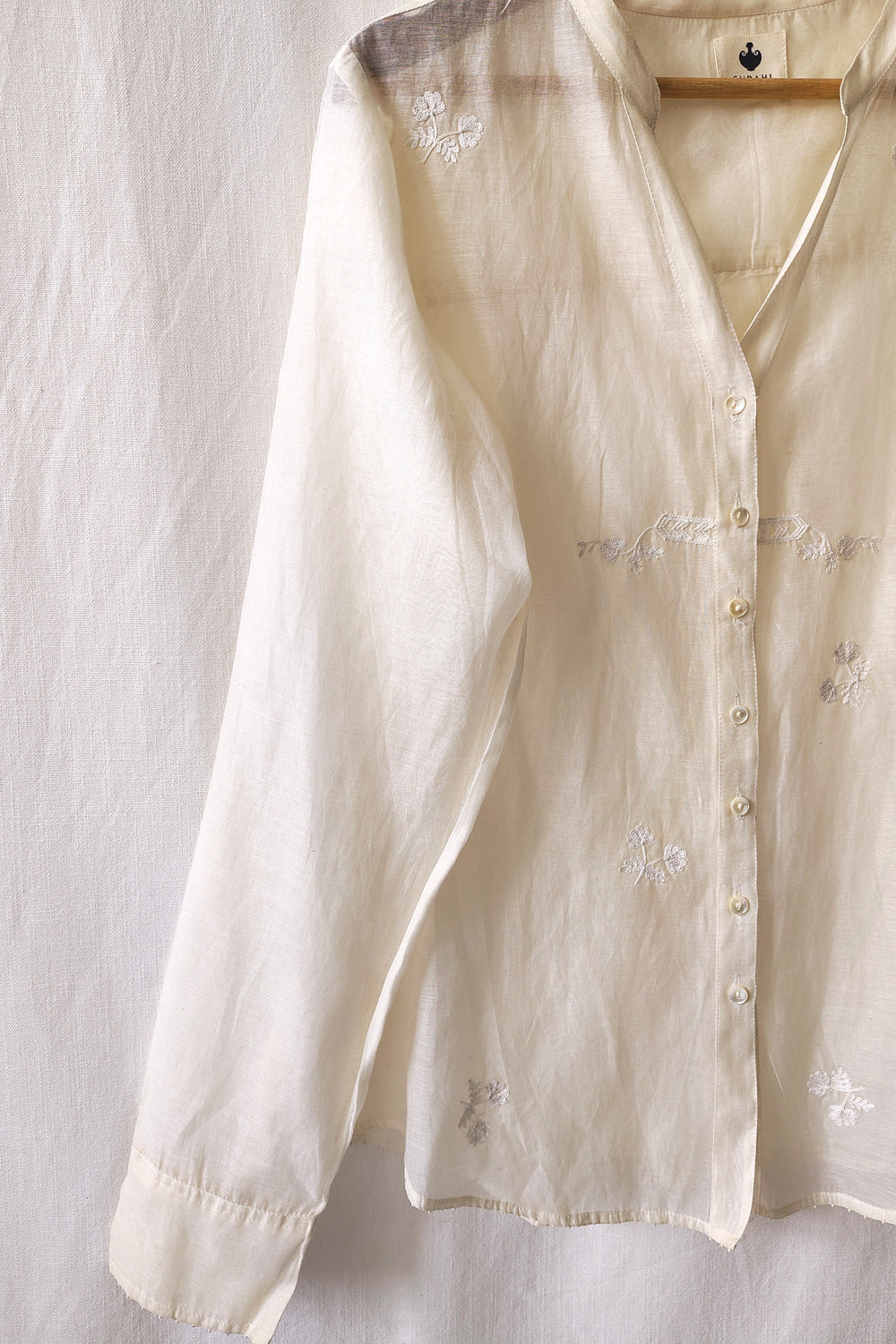 Hand Embroidered Sheer Chanderi Shirt