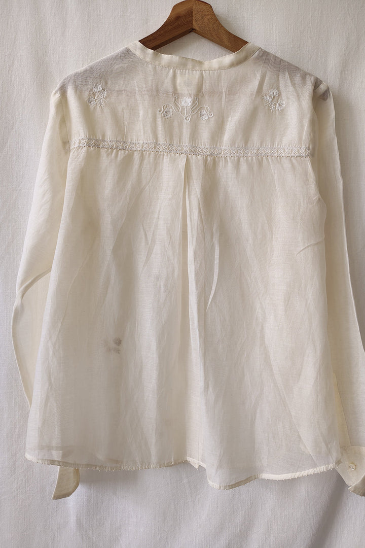 Hand Embroidered Sheer Chanderi Shirt